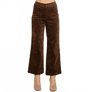 NEW ROLYPOLY corduroy wide leg high rise pants in brown